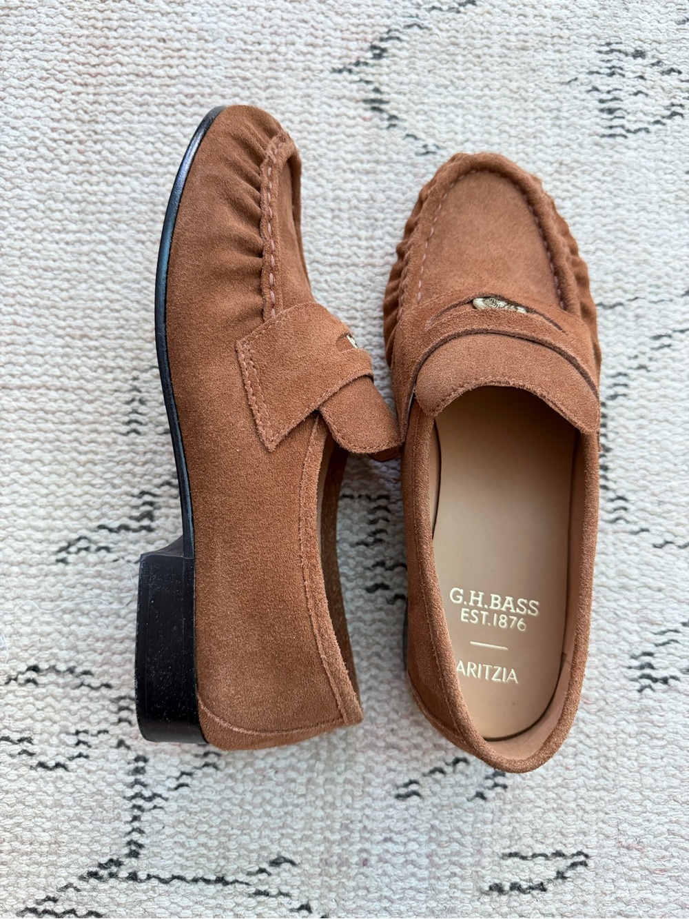 G.H. Bass x Aritzia Suede Penny Loafers in Warm Brown - Picture 3 of 4